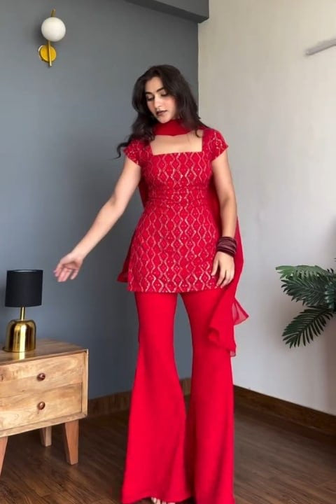 90’S STYLE ICONIC KURTA WITH BELL BOTTOM PLAZZO SET