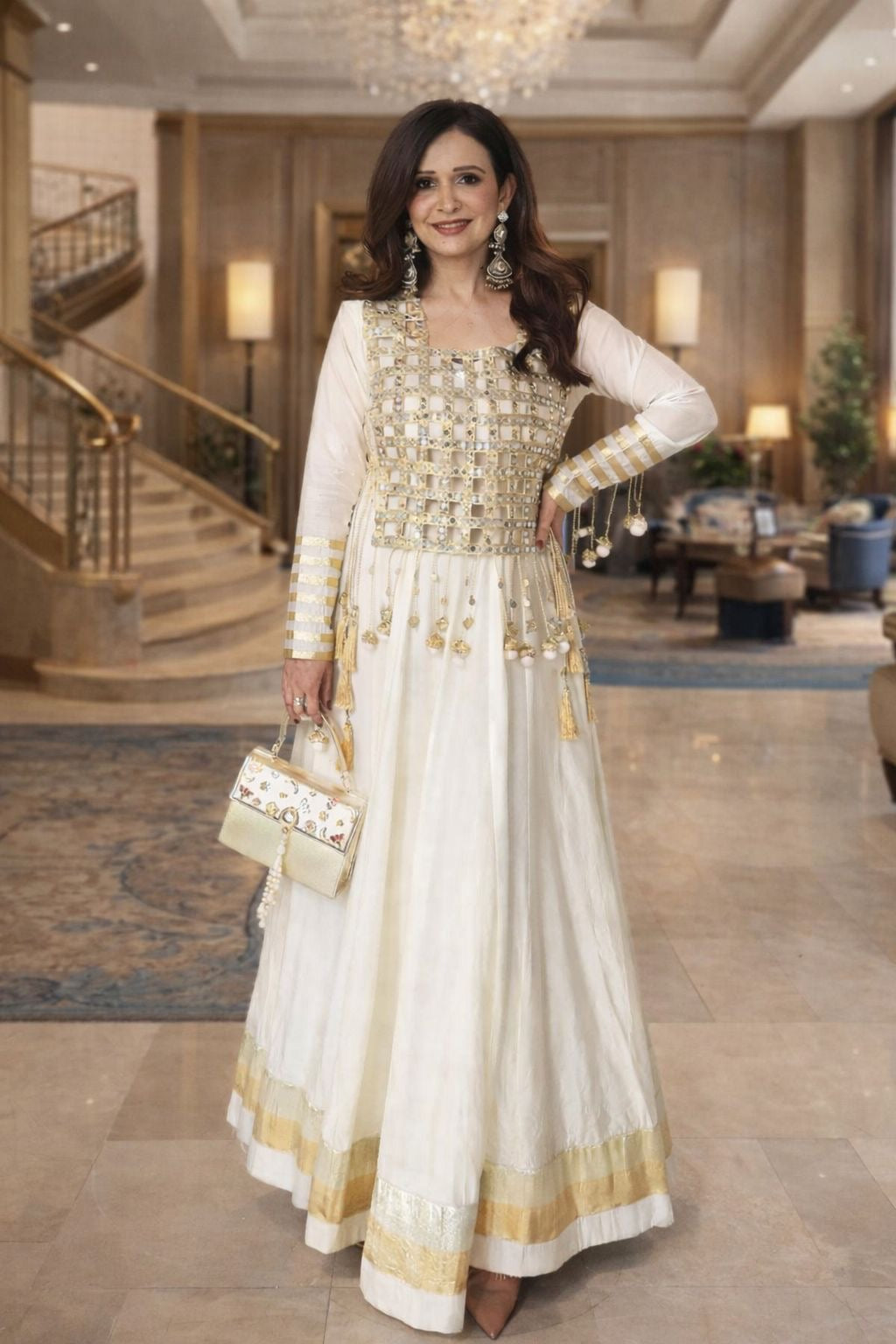 NEW RANGOLI SILK ANARKALI GOWN AND KOTI MIRROR WORK