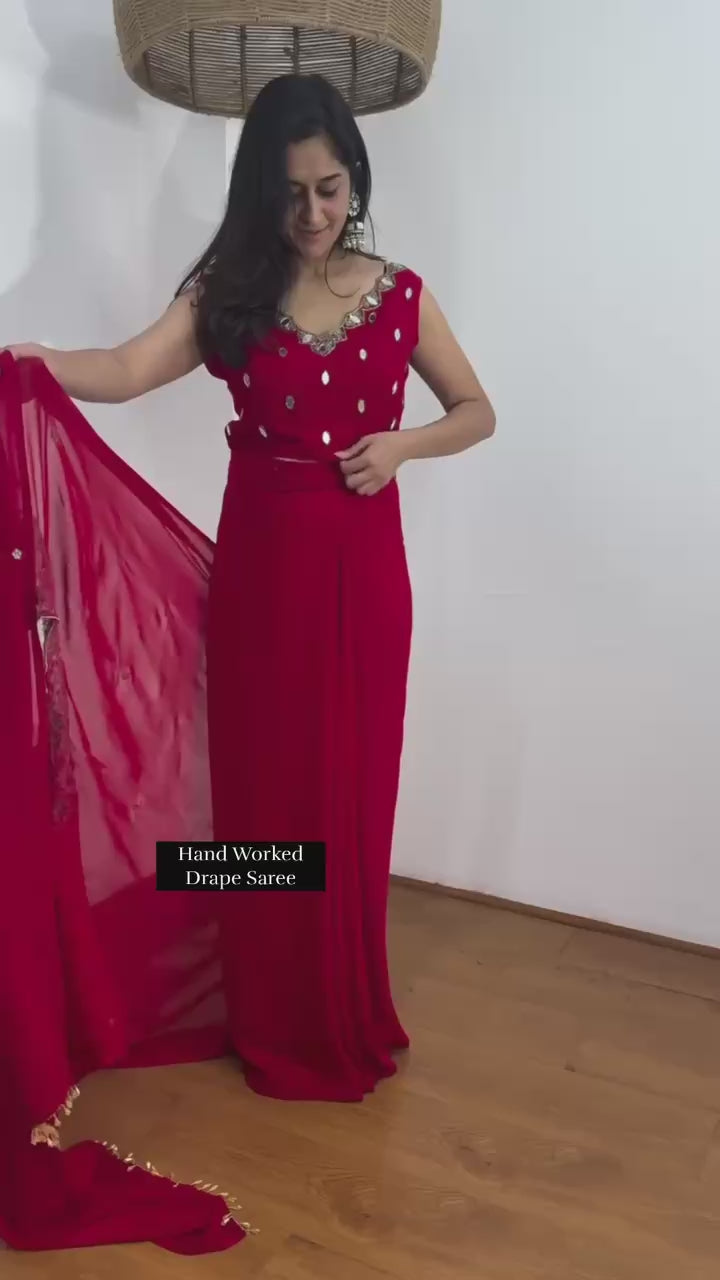 EXCLUSIVE 2 STYLES HAND WORKED DRAPE SAREE